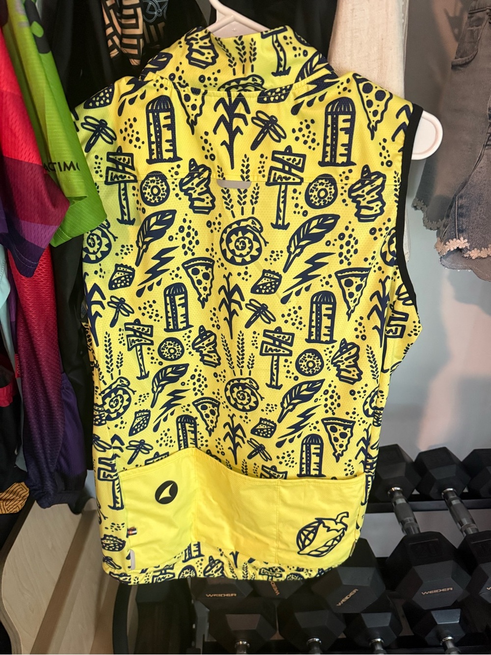 Yellow Printed Women's Cycling Jersey Vest